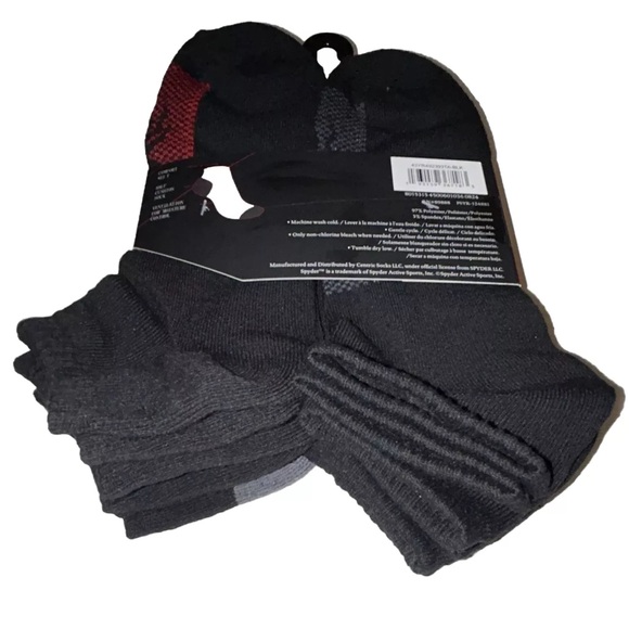 Spyder Low Cut Socks 6 Pair Men 6-12 Black Gray Red w Mixed Logo Cushion Ski NEW - Picture 11 of 12